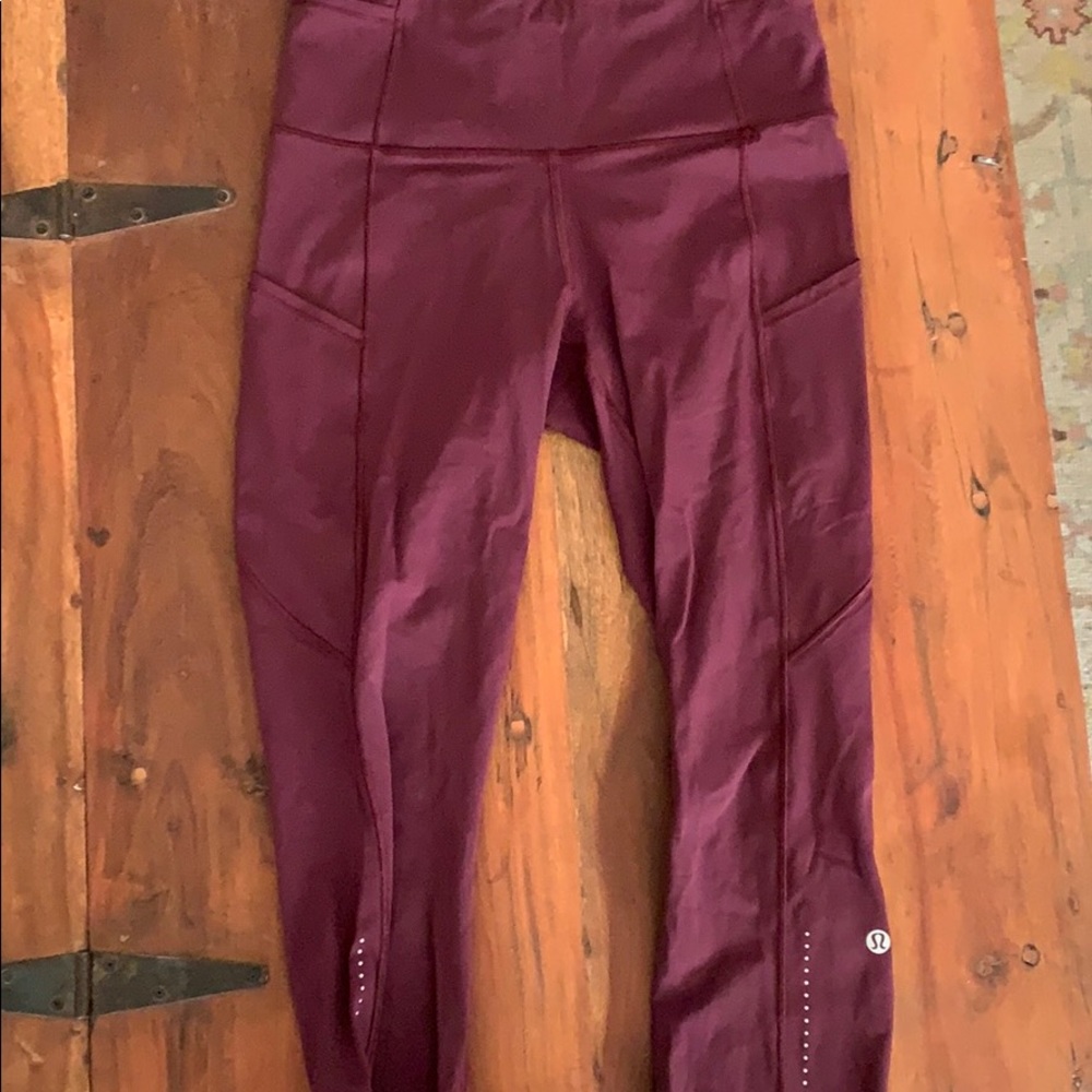 Lululemon black cherry fast and free crops